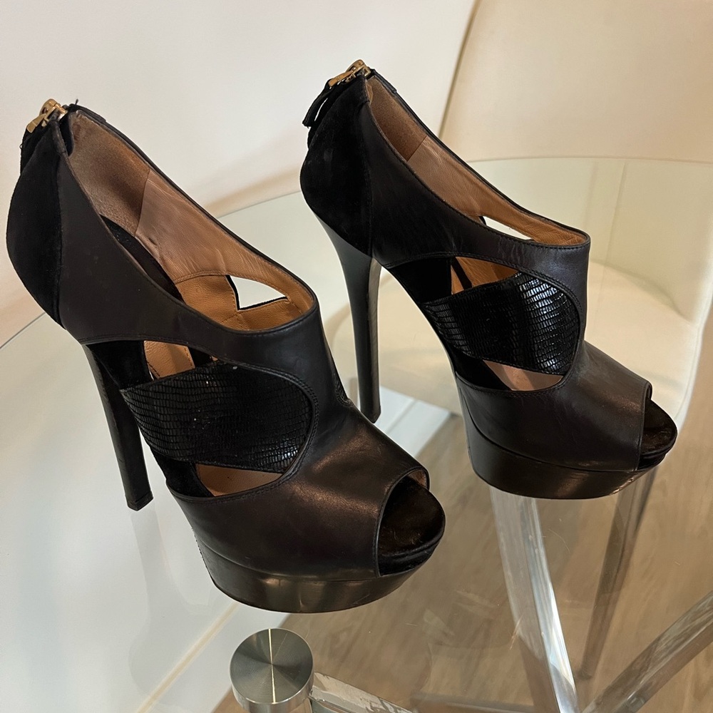 FENDI Black Leather Heels
